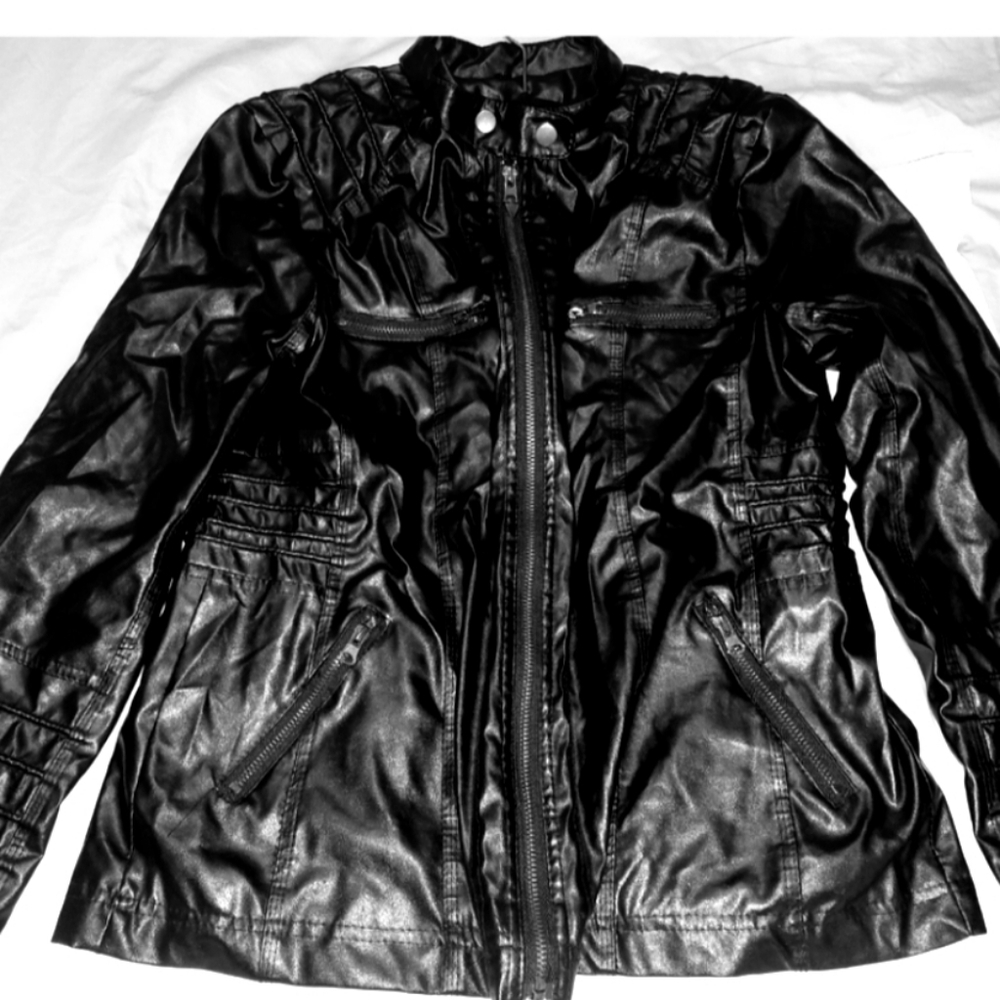 Make an Offer Womans Faux Black Leather Jacket